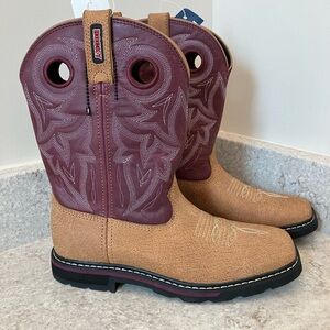NWT Rocky 10" Farmstead Western Boots Brown Purple Women's 8 M